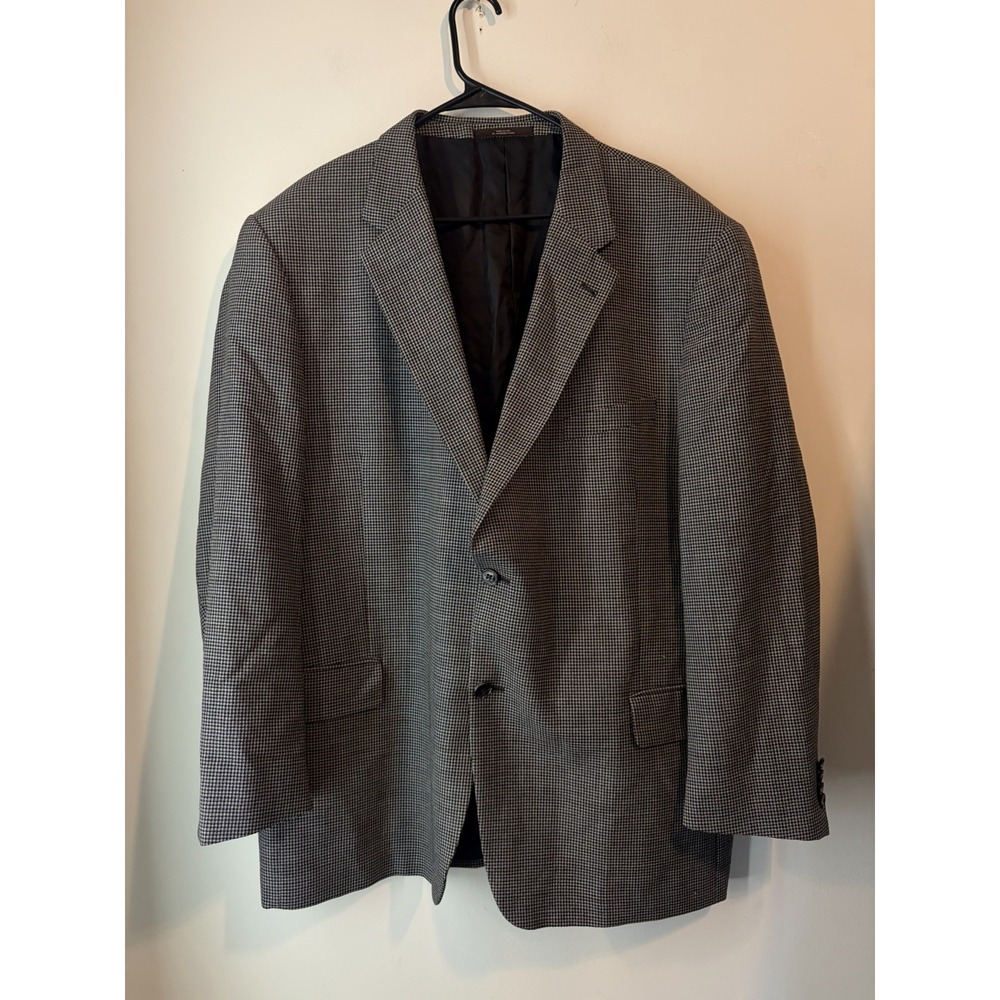 Vintage Joseph Abbound Houndstooth Blazer Silk Wool Gray 2 Button Size 48R